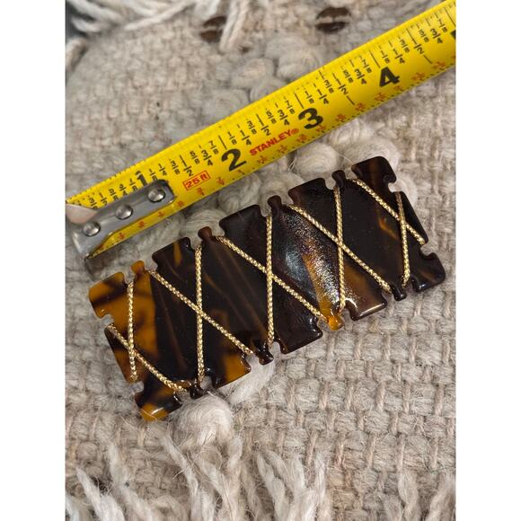VTG Faux Tortoise Shell Barrette 3.25" Stay Tight Hair Clip Y2K wrapped 80s - Picture 2 of 6